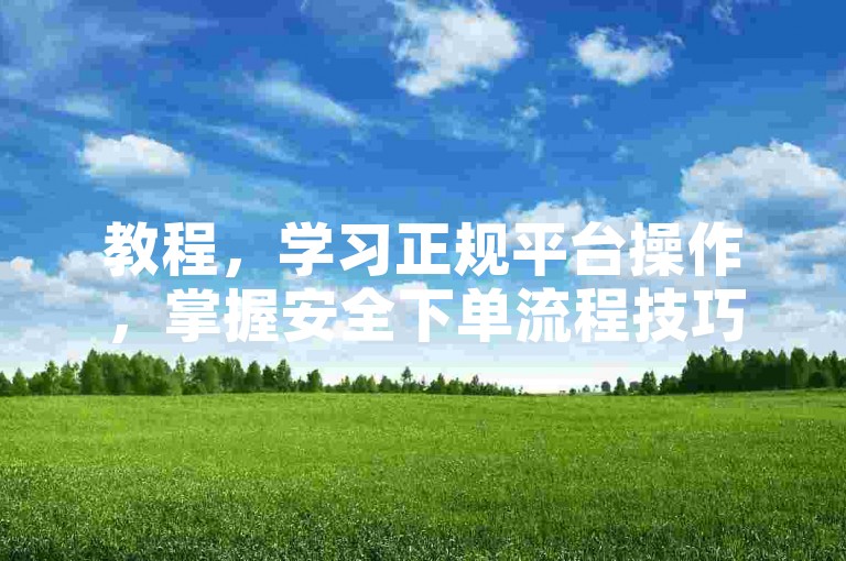 教程，学习正规平台操作，掌握安全下单流程技巧。