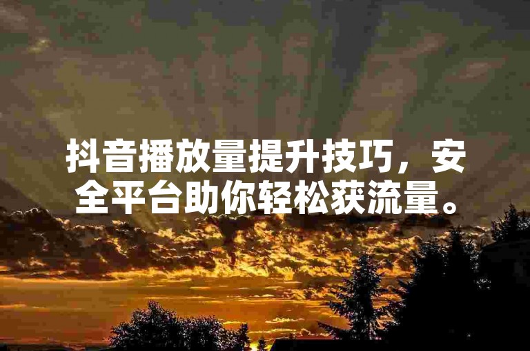 抖音播放量提升技巧，安全平台助你轻松获流量。