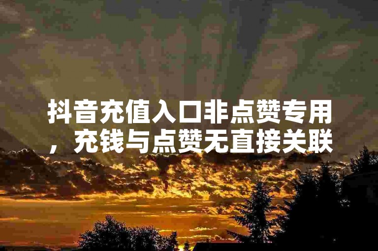 抖音充值入口非点赞专用，充钱与点赞无直接关联。