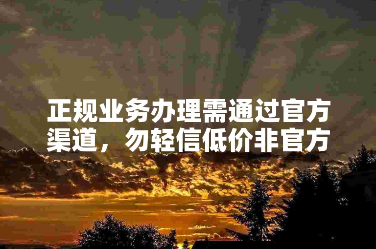正规业务办理需通过官方渠道，勿轻信低价非官方平台。