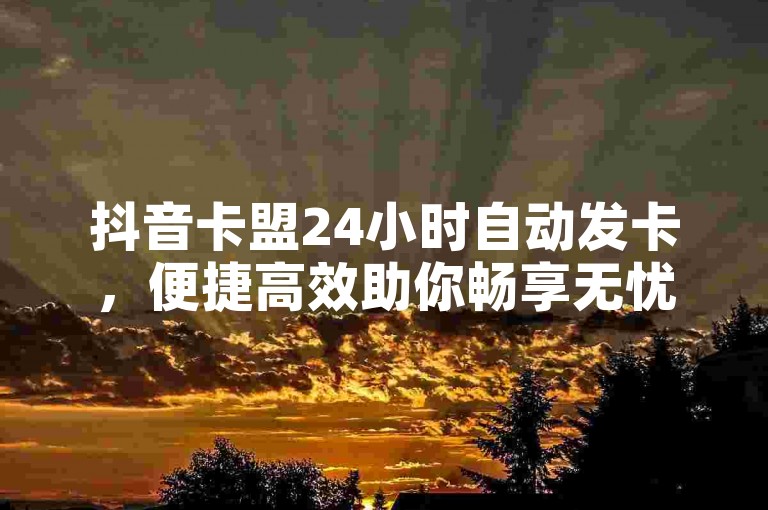 抖音卡盟24小时自动发卡，便捷高效助你畅享无忧体验。