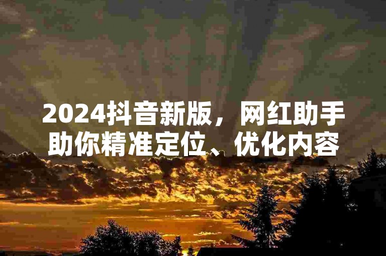 2024抖音新版，网红助手助你精准定位、优化内容，提升互动管理。
