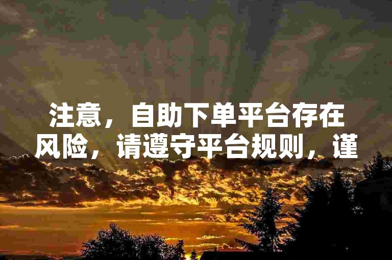 注意，自助下单平台存在风险，请遵守平台规则，谨慎操作。