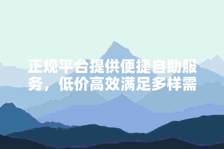 正规平台提供便捷自助服务，低价高效满足多样需求。