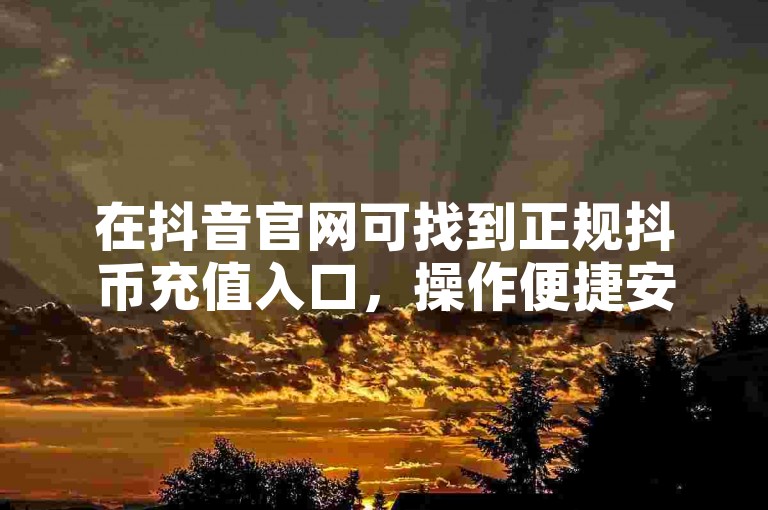 在抖音官网可找到正规抖币充值入口，操作便捷安全。