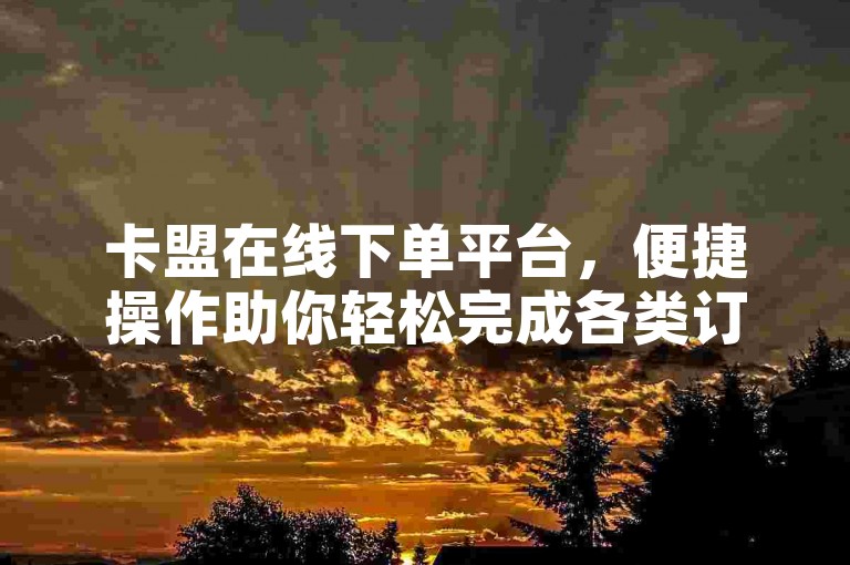 卡盟在线下单平台，便捷操作助你轻松完成各类订单。