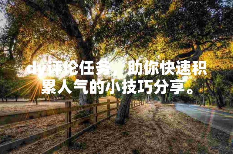 dy评论任务，助你快速积累人气的小技巧分享。