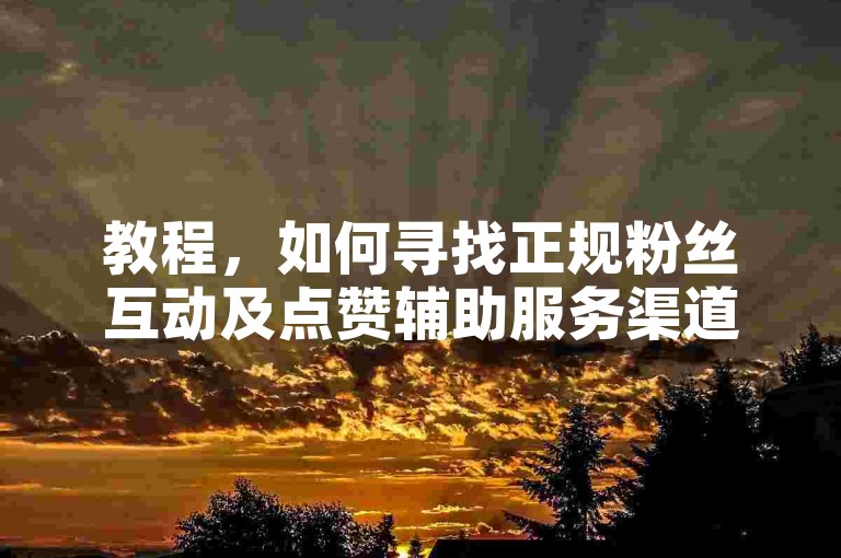 教程，如何寻找正规粉丝互动及点赞辅助服务渠道？