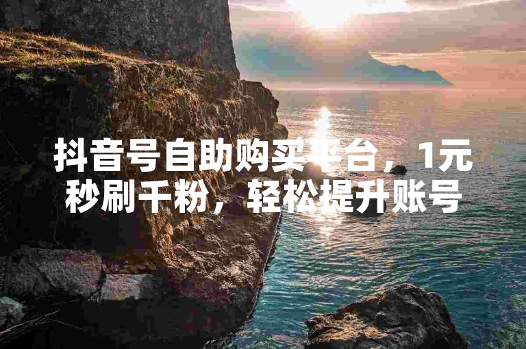 抖音号自助购买平台，1元秒刷千粉，轻松提升账号影响力。