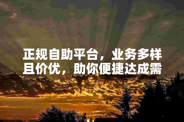 正规自助平台，业务多样且价优，助你便捷达成需求。