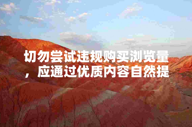 切勿尝试违规购买浏览量，应通过优质内容自然提升数据。