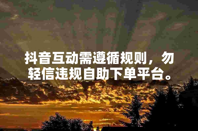 抖音互动需遵循规则，勿轻信违规自助下单平台。