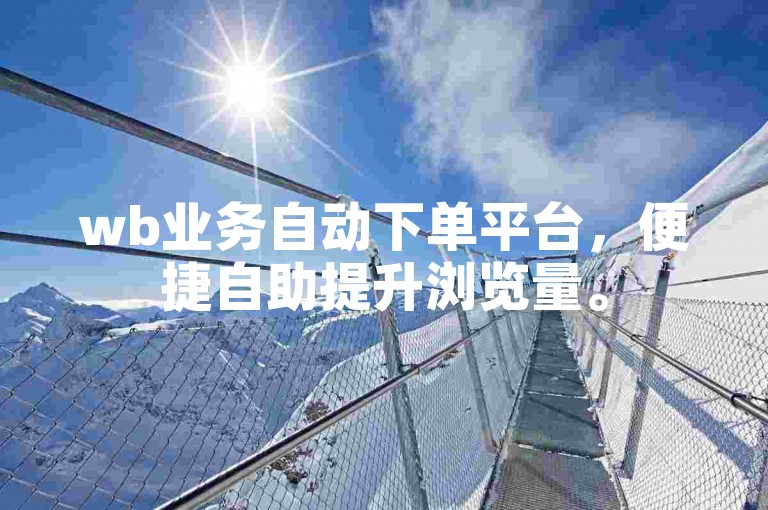 wb业务自动下单平台，便捷自助提升浏览量。