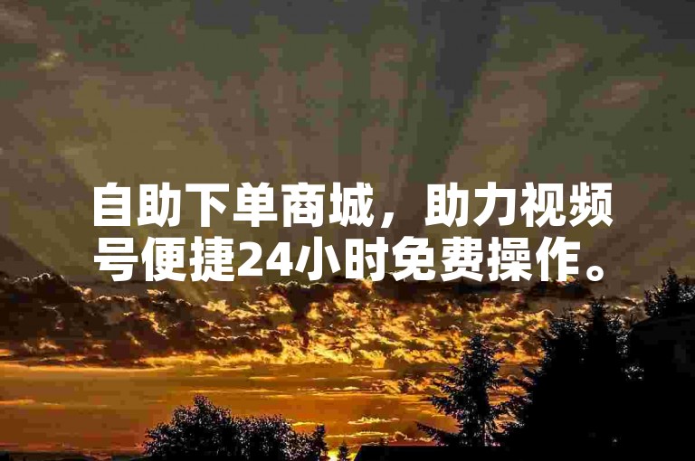 自助下单商城，助力视频号便捷24小时免费操作。