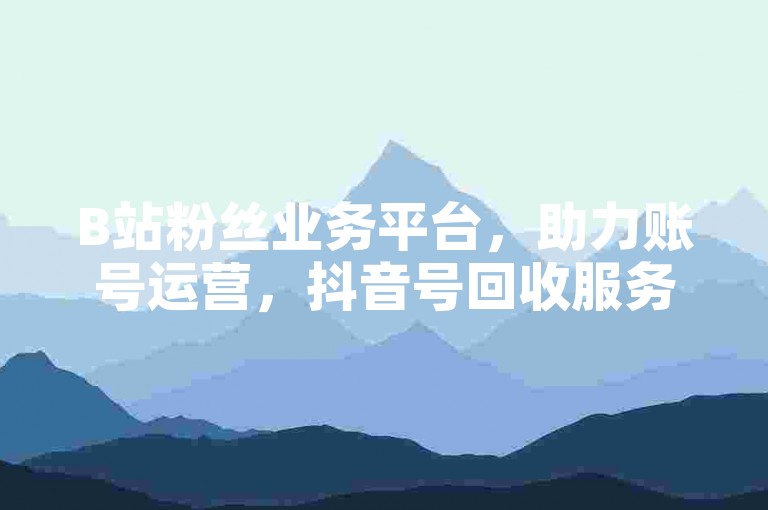 B站粉丝业务平台，助力账号运营，抖音号回收服务专业便捷。