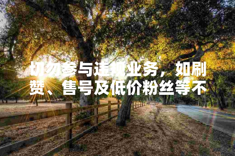 切勿参与违规业务，如刷赞、售号及低价粉丝等不正当行为。