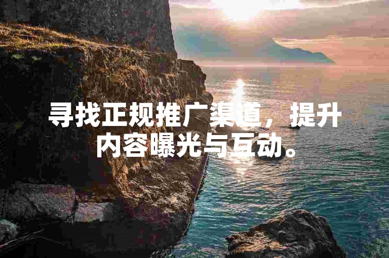 寻找正规推广渠道，提升内容曝光与互动。