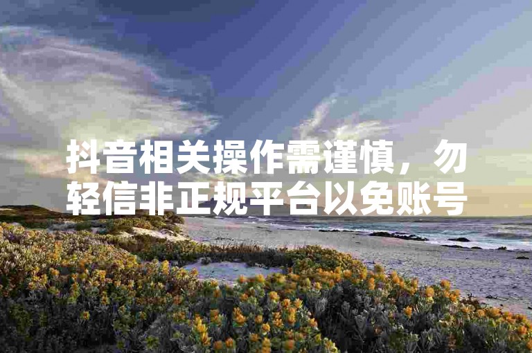 抖音相关操作需谨慎，勿轻信非正规平台以免账号风险。
