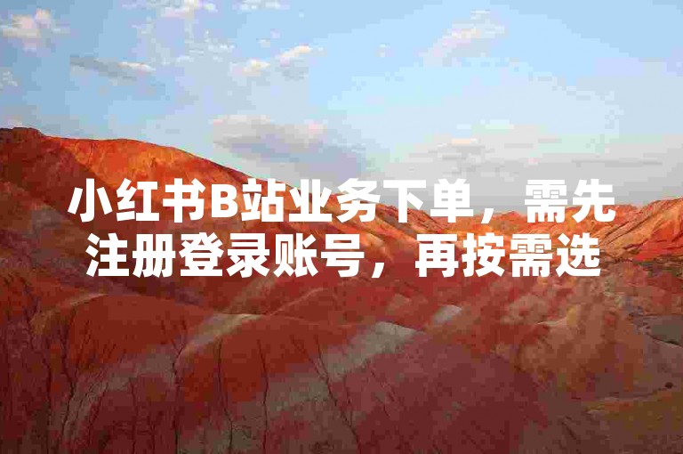 小红书B站业务下单，需先注册登录账号，再按需选服务填写信息确认。