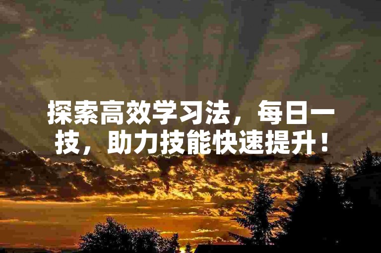 探索高效学习法，每日一技，助力技能快速提升！