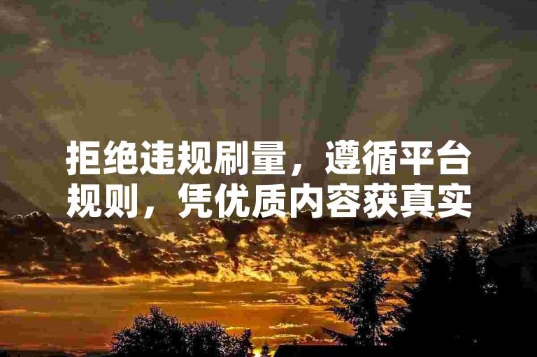 拒绝违规刷量，遵循平台规则，凭优质内容获真实关注与点赞。