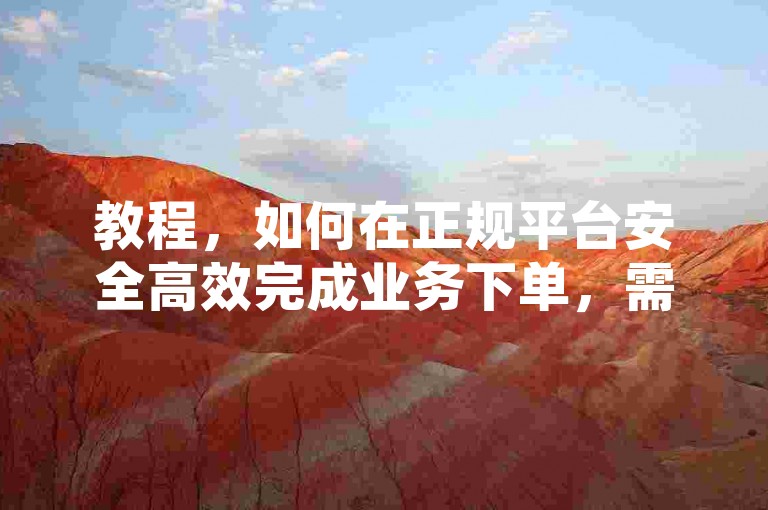 教程，如何在正规平台安全高效完成业务下单，需要注意的是，在网络环境中应避免参与不合规、不合法的所谓刷业务自助下单低价等行为，这些可能涉及违反平台规定甚至法律法规，导致账号受限、被封禁以及面临法律风险等诸多不良后果，务必通过合法合规的途径开展各类活动。