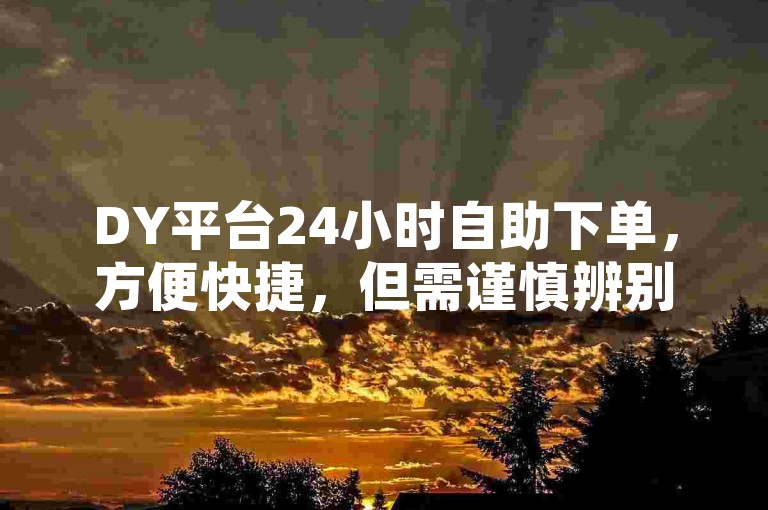 DY平台24小时自助下单，方便快捷，但需谨慎辨别信息真假。