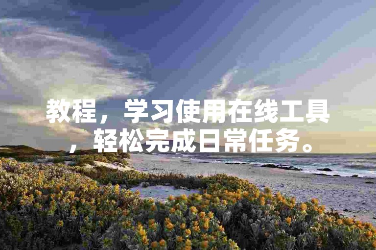教程，学习使用在线工具，轻松完成日常任务。