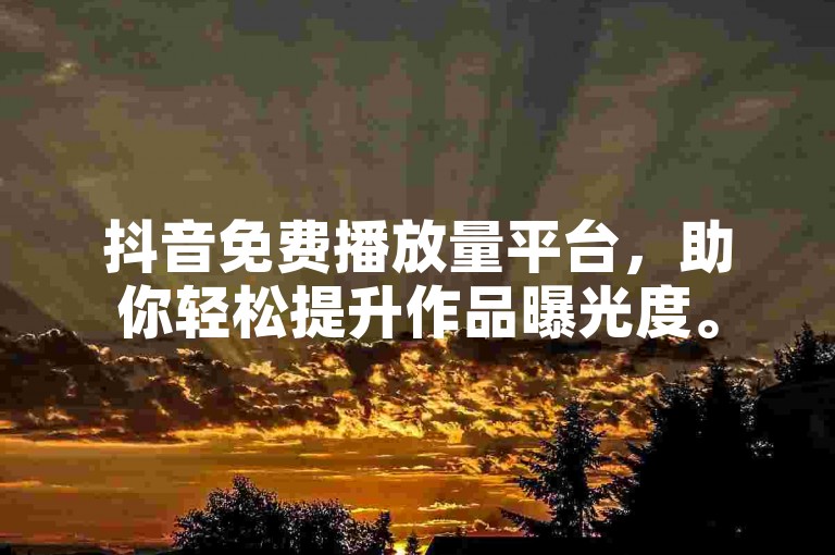抖音免费播放量平台，助你轻松提升作品曝光度。