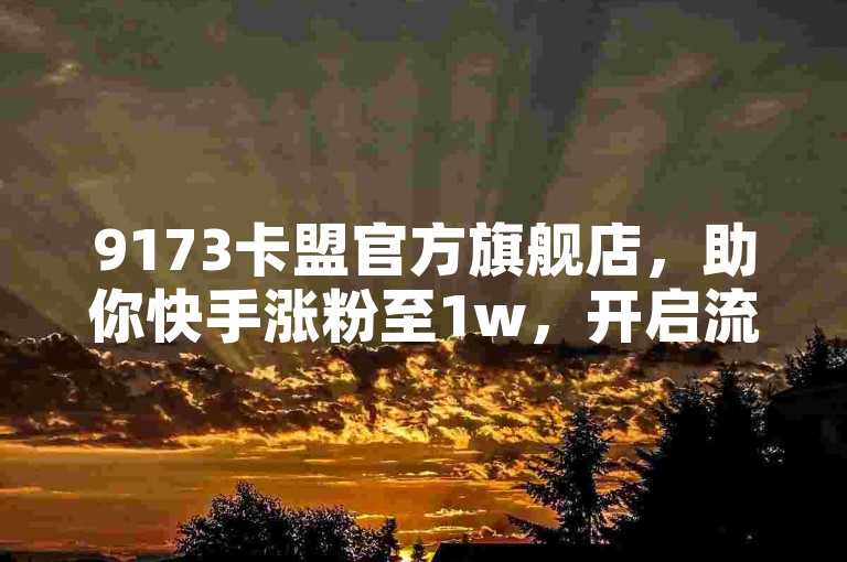 9173卡盟官方旗舰店，助你快手涨粉至1w，开启流量新篇。