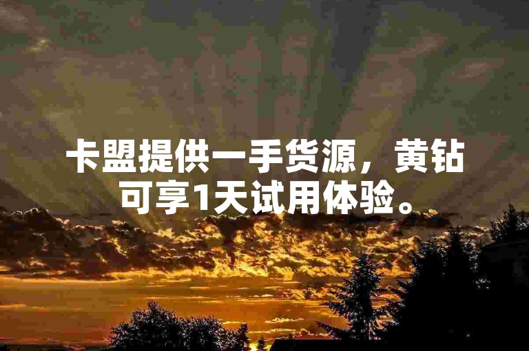 卡盟提供一手货源，黄钻可享1天试用体验。