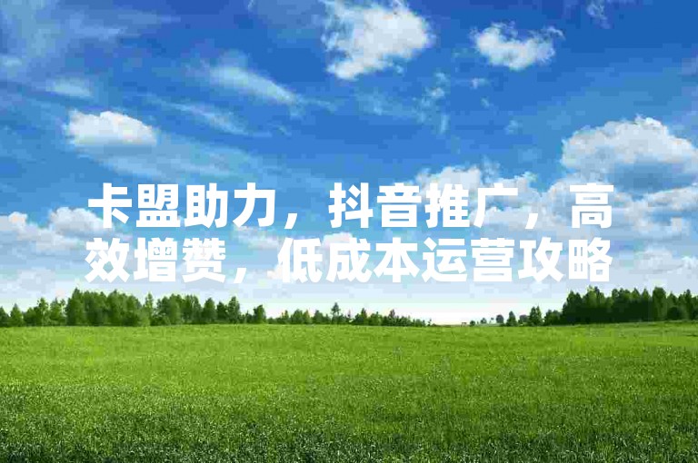 卡盟助力，抖音推广，高效增赞，低成本运营攻略。
