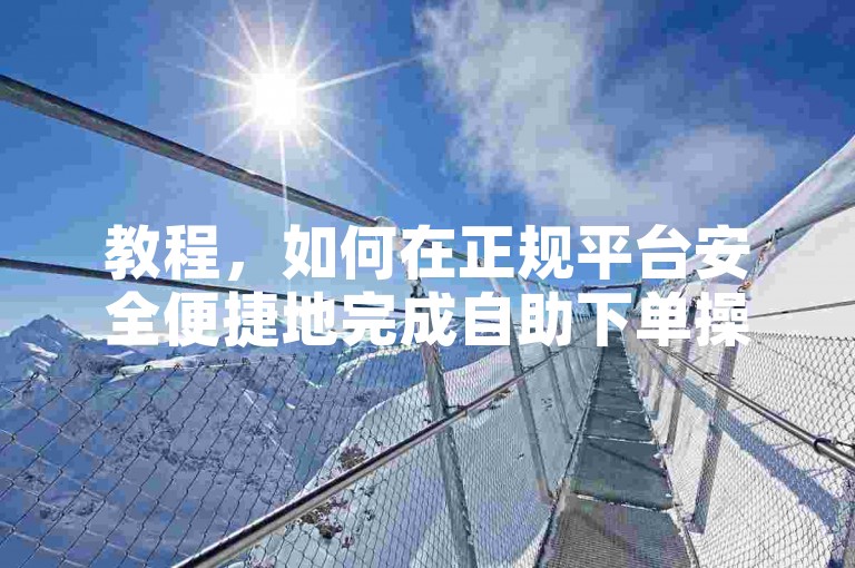 教程，如何在正规平台安全便捷地完成自助下单操作
