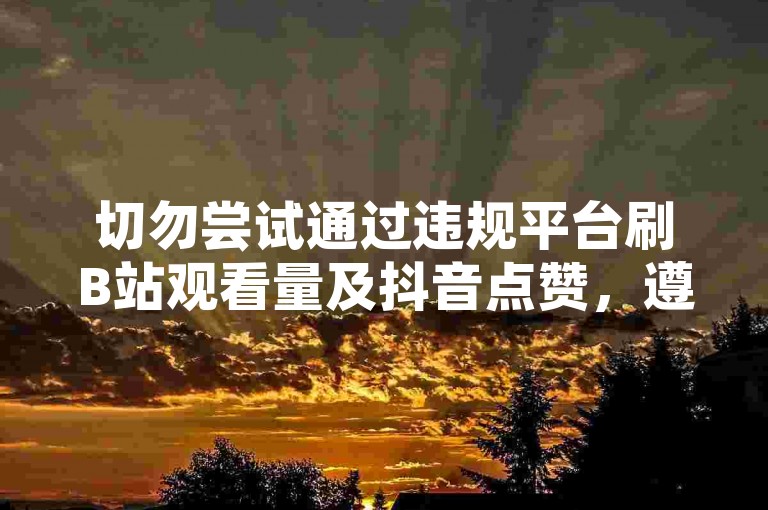 切勿尝试通过违规平台刷B站观看量及抖音点赞，遵守规则。