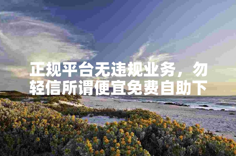 正规平台无违规业务，勿轻信所谓便宜免费自助下单宣传。