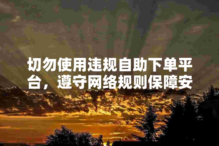切勿使用违规自助下单平台，遵守网络规则保障安全。