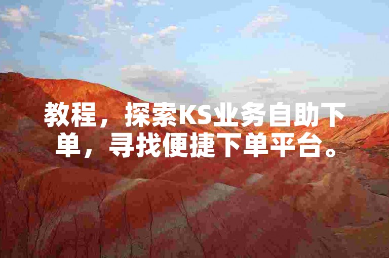 教程，探索KS业务自助下单，寻找便捷下单平台。