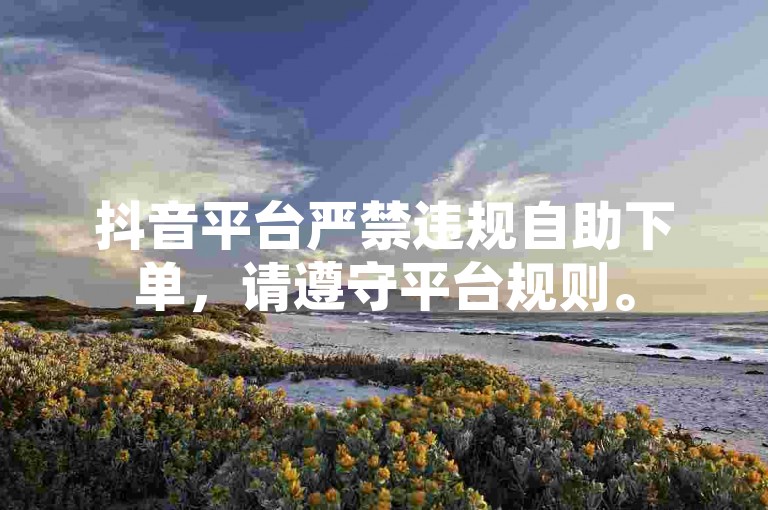 抖音平台严禁违规自助下单，请遵守平台规则。