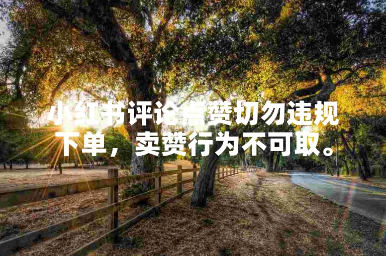 小红书评论点赞切勿违规下单，卖赞行为不可取。