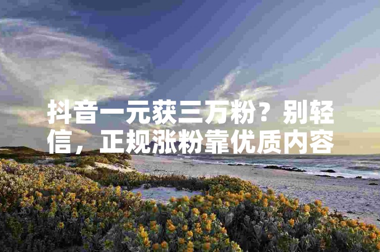抖音一元获三万粉？别轻信，正规涨粉靠优质内容与互动。