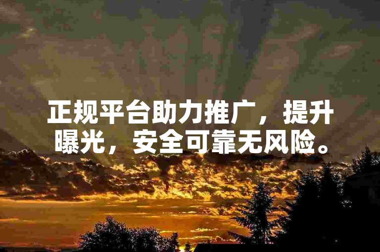 正规平台助力推广，提升曝光，安全可靠无风险。