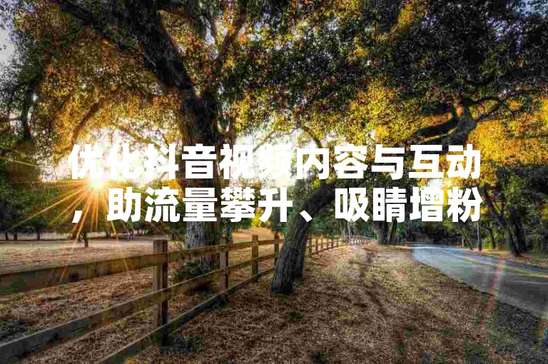 优化抖音视频内容与互动，助流量攀升、吸睛增粉。
