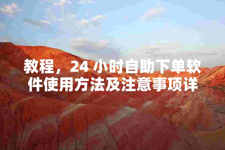 教程，24 小时自助下单软件使用方法及注意事项详解，注意，使用此类非官方正规渠道的自助下单软件可能存在风险，包括但不限于账号封禁、隐私泄露、遭遇诈骗等问题，建议谨慎对待，遵循平台规则和法律法规进行操作。