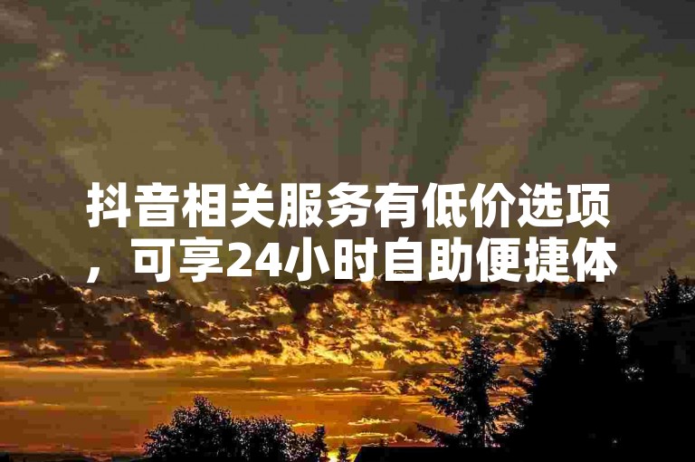 抖音相关服务有低价选项，可享24小时自助便捷体验。