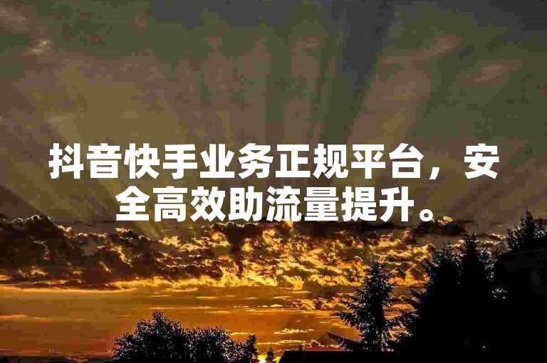 抖音快手业务正规平台，安全高效助流量提升。