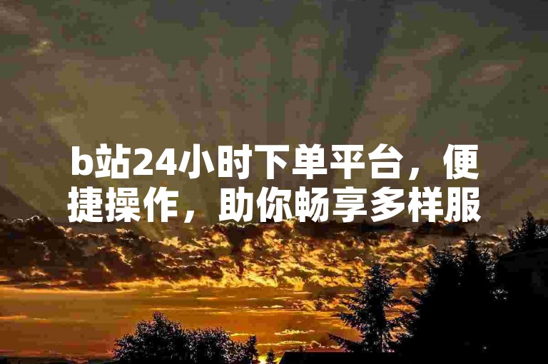 b站24小时下单平台，便捷操作，助你畅享多样服务。