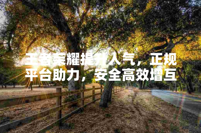 王者荣耀提升人气，正规平台助力，安全高效增互动。