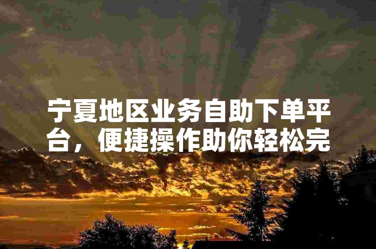 宁夏地区业务自助下单平台，便捷操作助你轻松完成事务办理。