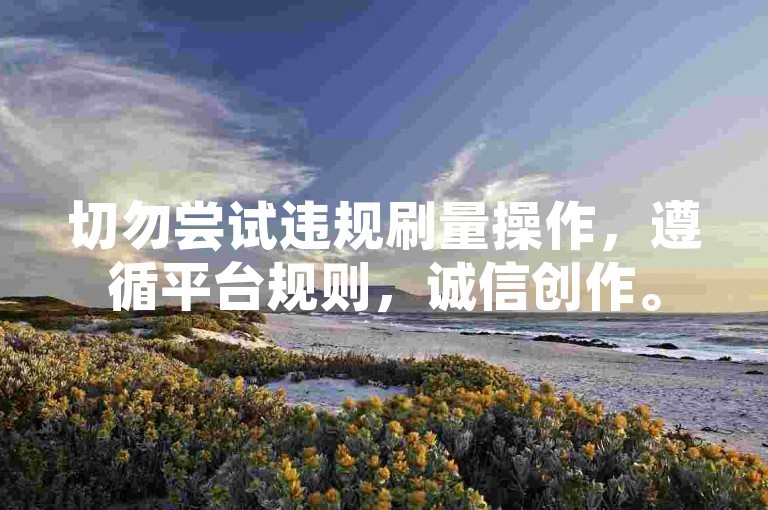 切勿尝试违规刷量操作，遵循平台规则，诚信创作。