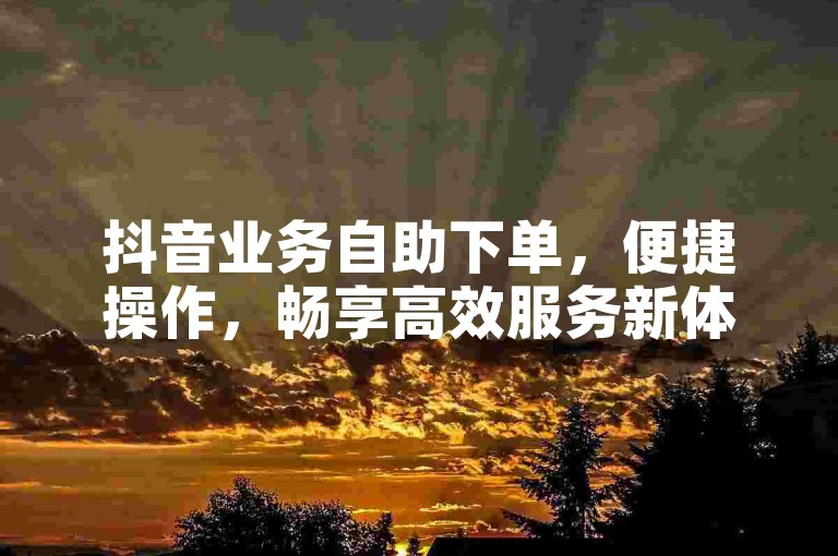 抖音业务自助下单，便捷操作，畅享高效服务新体验。